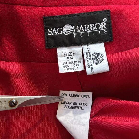 Sag Harbor Women’s Size 6 PETITE Red 100% Pure New Wool Blazer Formal Coat EUC - Picture 12 of 12